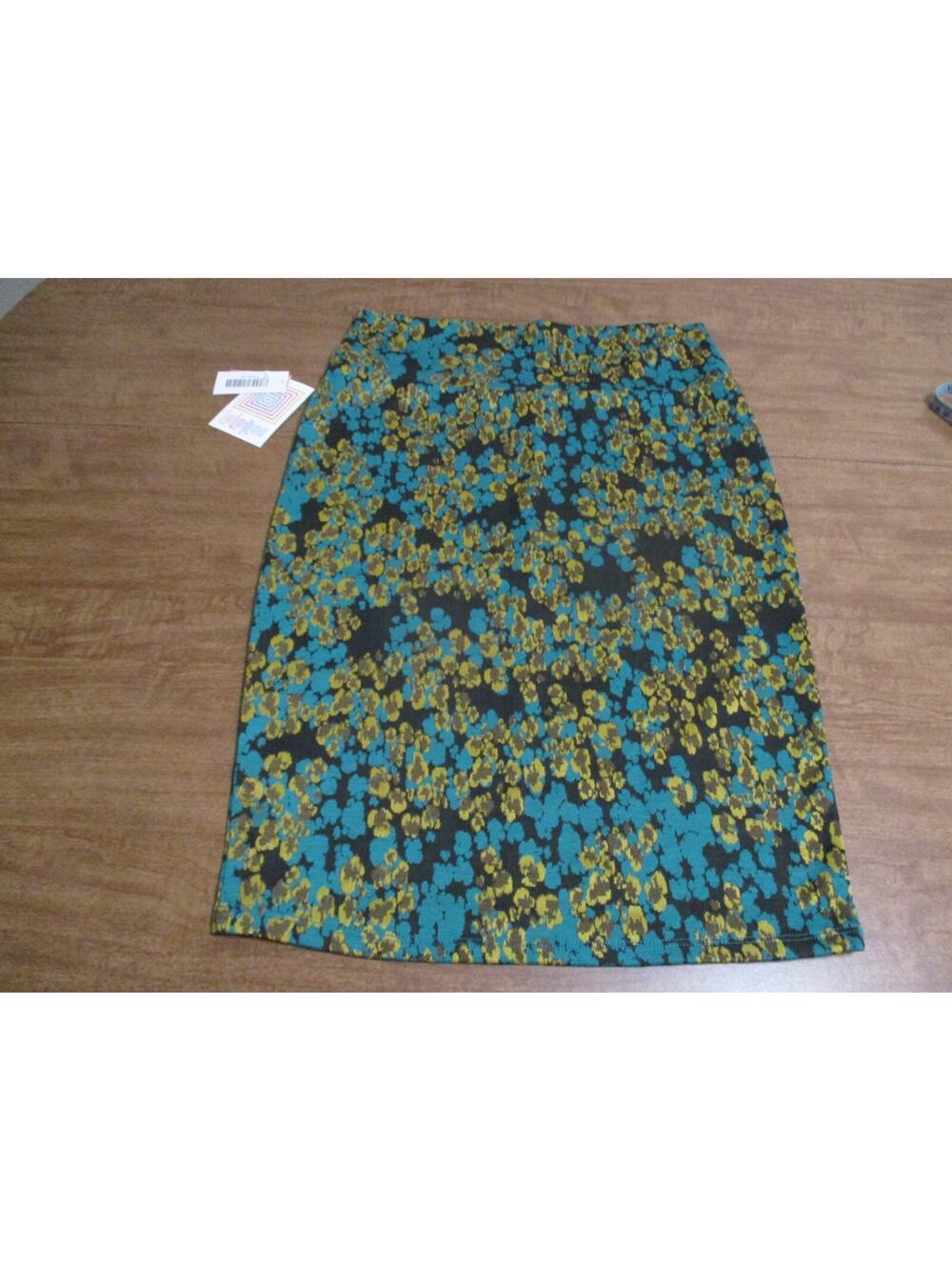LULAROE CASSIE SKIRT MULTI COLOR BLUE GOLD BLACK BROWN SIZE MEDIUM
